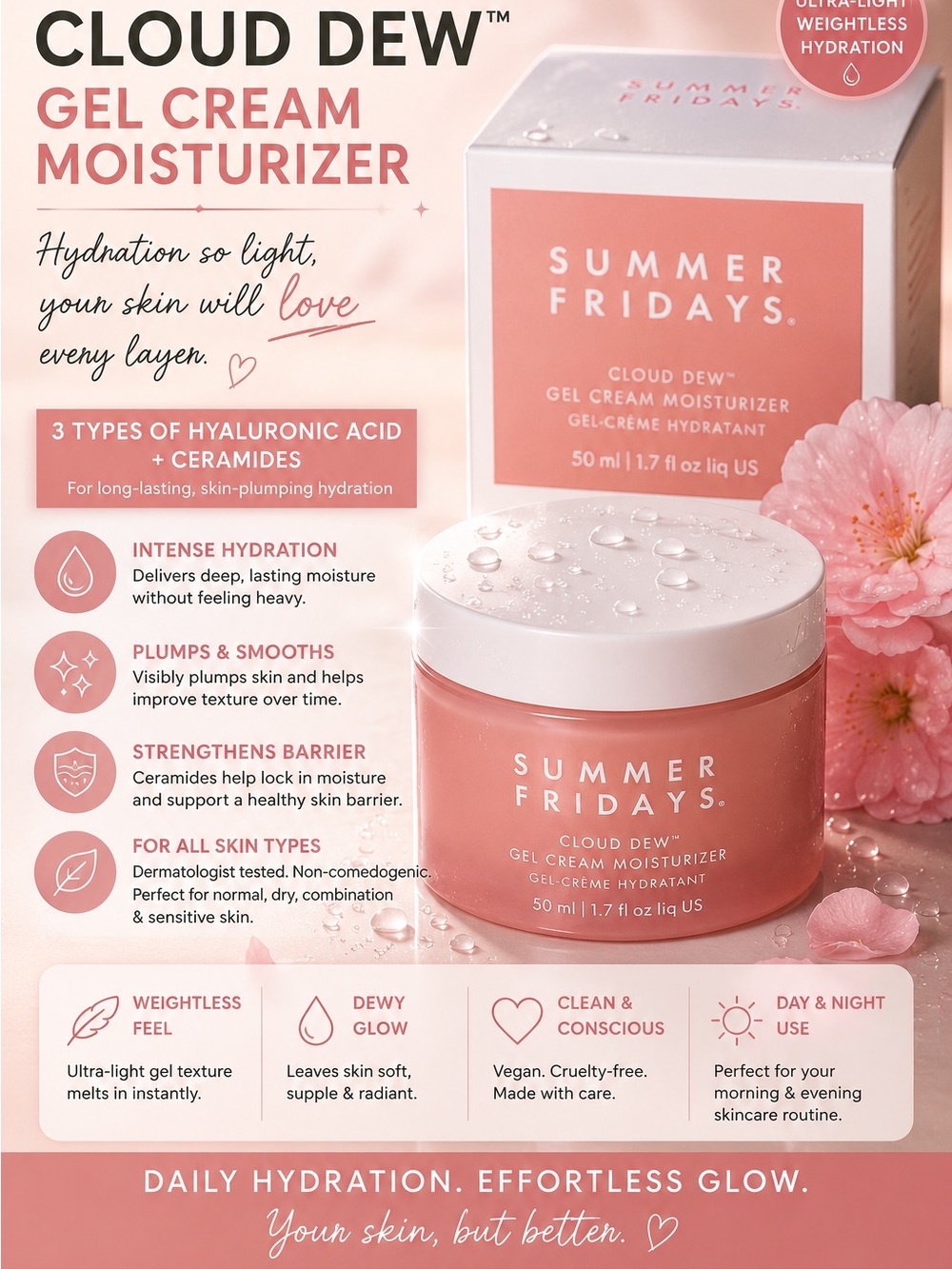 Summer Fridays Cloud Dew Gel Cream Moisturizer